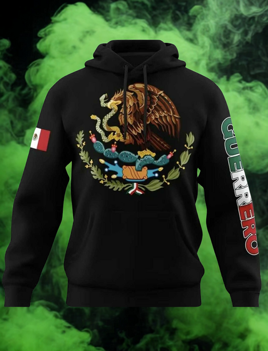 Mexico Hoodie โ Emblem of Mexico + City (Guerrero, Oaxaca, etc.)